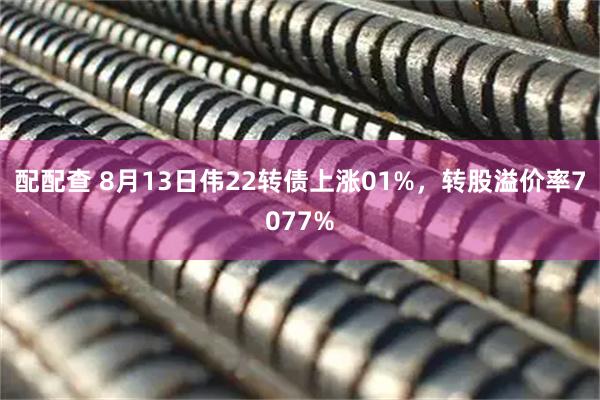 配配查 8月13日伟22转债上涨01%，转股溢价率7077%